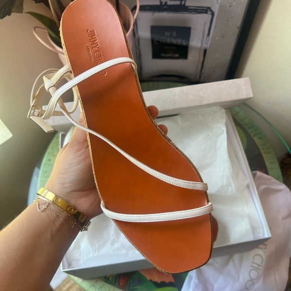 SALE🤍JIMMY CHOO latte drive 60 espadrilles heeled sandals 💞 - Picture 2 of 14
